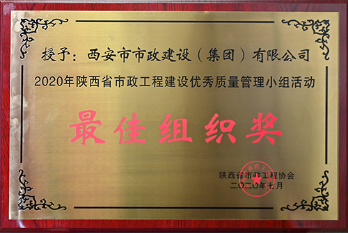 最佳組織獎，省市政工程建設(shè)優(yōu)秀質(zhì)量管理小組活動